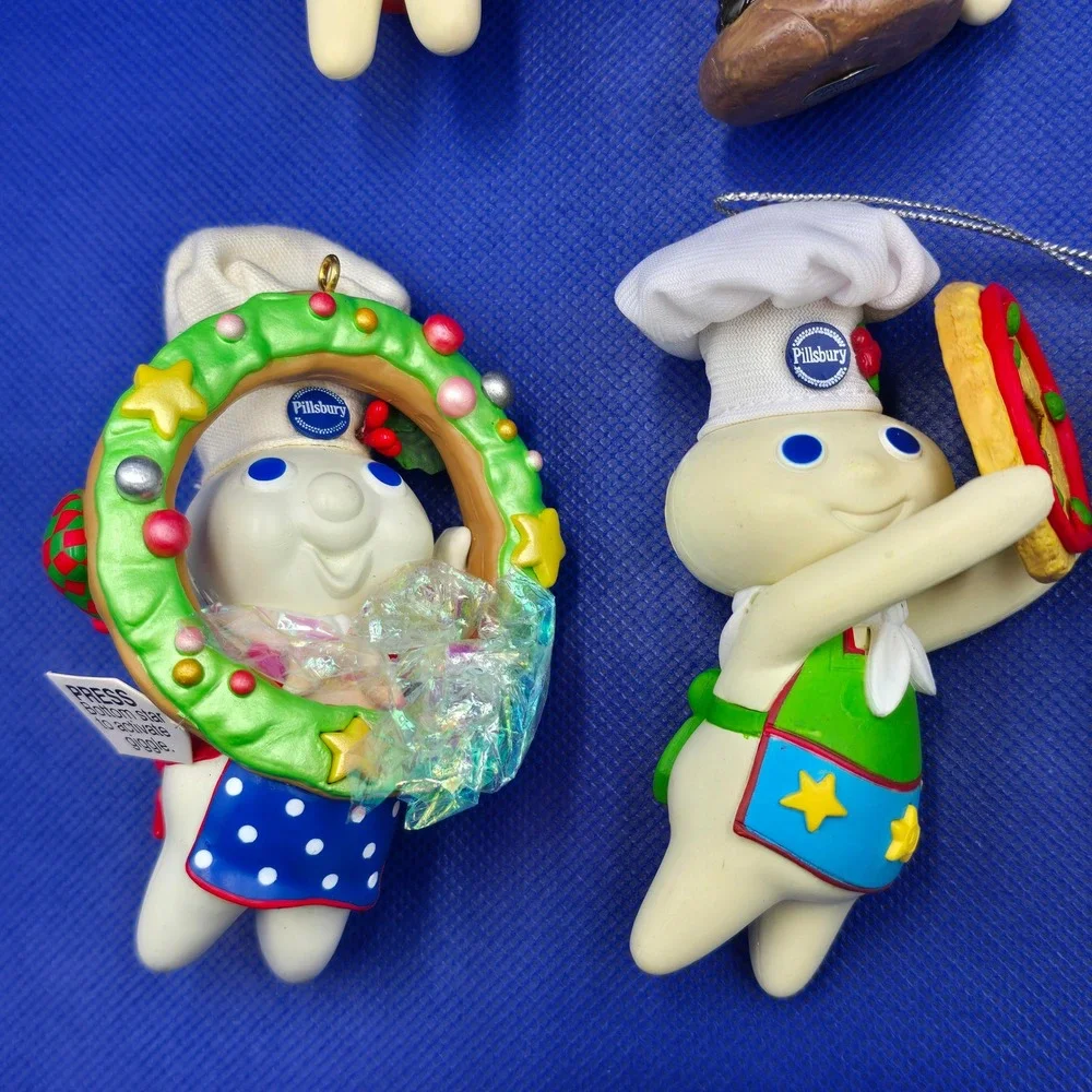 Vintage 2000s Pillsbury Doughboy Christmas Ornament Lot 11pc Holiday‎ Light up